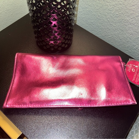 Pink Metallic Envelope Clutch Purse Wristlet y2k NYE - Picture 7 of 7